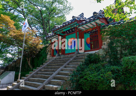 Namhae, South Korea - July 29, 2018 : Chungnyeolsa shrine in Namhae County, South Gyeongsang Province Stock Photo