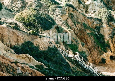 A staircase leading to the beach near the city of Lagos in Portugal. Stock Photo