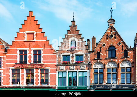 Traditional houses and architecture in the Markt Square, Bruges, Belgium Stock Photo