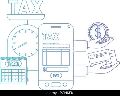 smartphone with tax on line and documents Stock Vector