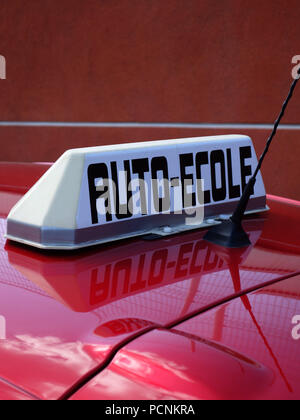 Driving school car roof sign in France auto school Stock Photo