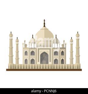 Flat design isolated vector icon of Taj Mahal mausoleum at Agra, India Stock Vector