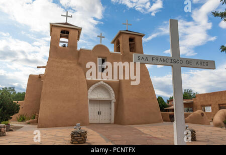 RANCHOS DE TAOS, NM, USA-12 JULY 18: The San Francisco de Asis Mission Church was finished in 1815. Stock Photo