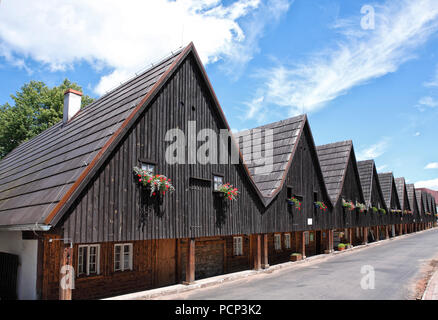 twelve apostle houses from 1707 at chelmsko slaskie (former schömberg) nearby lubawka, lower silesia, poland, europe Stock Photo