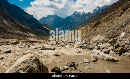 Erosion in the valley beneath the Gaumukh, the spiritual source of the Ganges Stock Photo