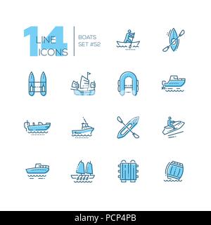 Boats - modern thin line design icons set Stock Vector