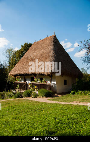 Traditional house in Romania with a roof made out of straws Stock Photo