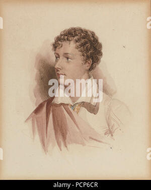 Portrait of George Gordon Byron, 6th Baron Byron (1788-1824) After a portrait of 1808 , 1831. Stock Photo