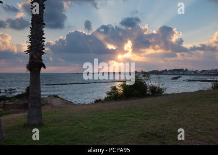 Sunset over Paphos Harbour, Cyprus Stock Photo