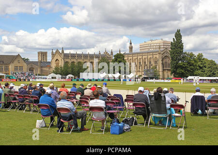 General view of play as spectators look on during Gloucestershire CCC vs Essex CCC, Specsavers County Championship Division 2 Cricket at Cheltenham Co Stock Photo