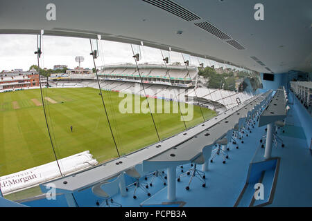 General view of the ground from the media centre ahead of Middlesex CCC vs Lancashire CCC, Specsavers County Championship Division 1 Cricket at Lord's Stock Photo