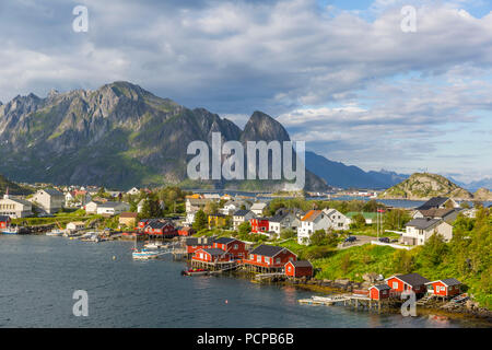 Beautiful fishing village of Reine in the sunset light, Lofoten islands, Norway Stock Photo