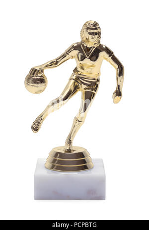 Gold Womans Basketball Trophy Isolated on a White Background. Stock Photo