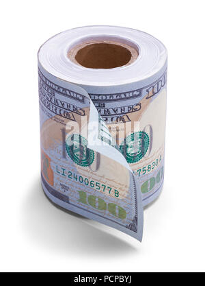 Money Toliet Paper Isolated on White Background. Stock Photo