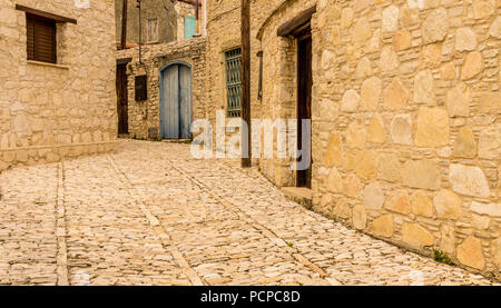 Lania, Cyprus. May 2018. A typical view of the picturesque streets in the traditional village of Lania in Cyprus. Stock Photo