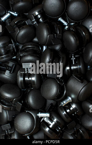 Black plastic wheel roller unit component Stock Photo