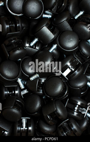 Black plastic wheel roller unit component Stock Photo