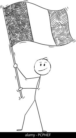 Cartoon of Man Waving the Flag of Republic of Ireland or Italy, Italian Republic Stock Vector