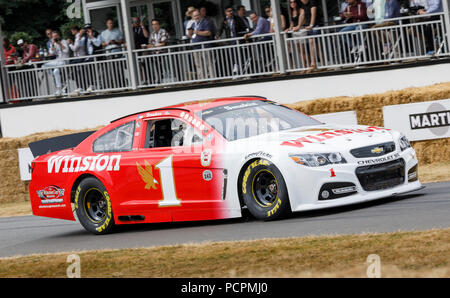 2014 Chevrolet SS NASCAR with driver Will Spencer at the 2018 Goodwood Festival of Speed, Sussex, UK. Stock Photo