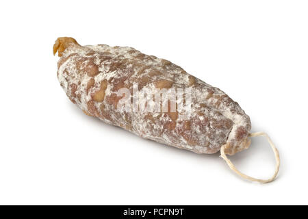 French saucisson sec isolated on white background Stock Photo