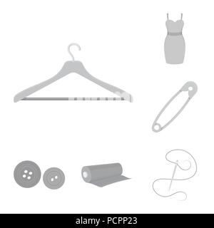 Atelier and sewing monochrome icons in set collection for design. Equipment and tools for sewing vector symbol stock  illustration. Stock Vector