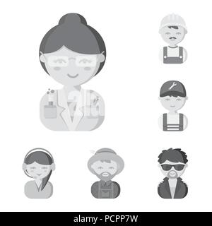 People of different professions monochrome icons in set collection for design. Worker and specialist vector symbol stock  illustration. Stock Vector