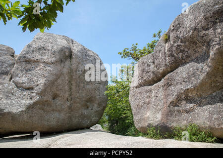 Namhae, South Korea - July 29, 2018 : A stone engraved at Geumsan Mountain in Namhae County Stock Photo