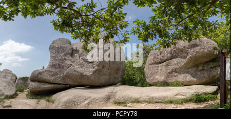 Namhae, South Korea - July 29, 2018 : A stone engraved at Geumsan Mountain in Namhae County Stock Photo