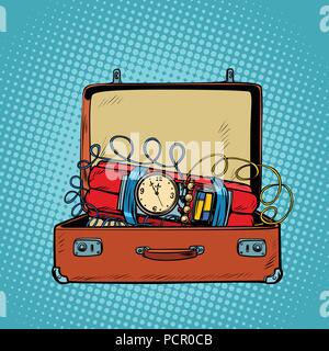 Suitcase with a time bomb Stock Vector