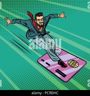 Businessman and Bank card. Extreme sports speed on the Board Stock Vector