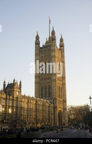 Palace of Westminster the side on Ablingdon St, Westminster England. Stock Photo