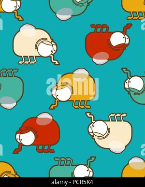Fly cartoon style pattern seamless. Flying insect ornament. Vector background Stock Vector
