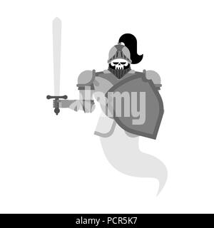 Knight Ghost skull. Metal armor warrior. Iron armor.  Vector illustration Stock Vector