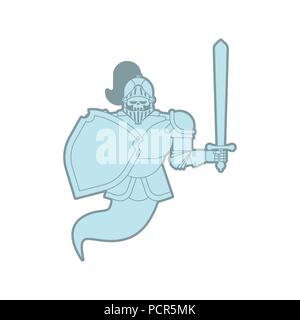 Knight Ghost isolated. Metal armor warrior. Iron armor.  Vector illustration Stock Vector