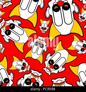 Scary clown pattern seamless. Terrible ornament. nightmare background Vector Stock Vector