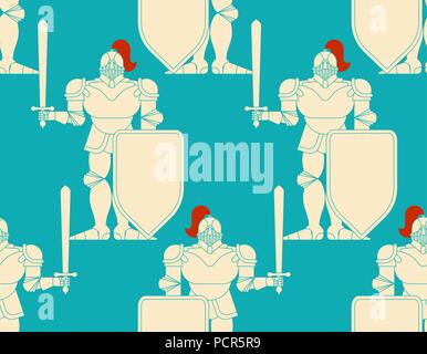 Knight pattern seamless. Metal armor warrior ornament. Iron armor background. Vector illustration Stock Vector