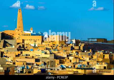 View of Ghardaia, a city in the Mzab Valley. UNESCO world heritage in Algeria Stock Photo