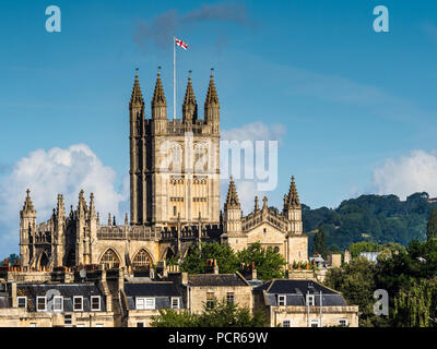 Bath Abbey - founded in the 7th century the Gothic style Anglican Abbey was rebuilt in the 12th and 16th centuries Stock Photo