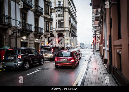 Streets in the old town of Gijon, Spain Stock Photo