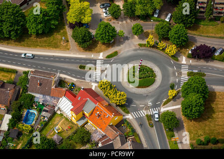 Roundabout with landmark Landwehrstraße, Bergkamen, Ruhr area, North Rhine-Westphalia, Germany Stock Photo