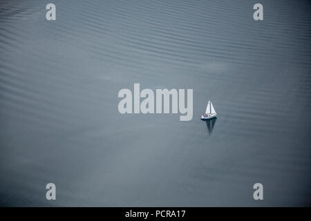 Sailboat, Delecke, waves, Möhnesee, Sauerland, Möhnesee, North Rhine-Westphalia, Germany Stock Photo