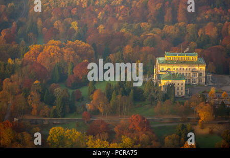 former family home of the Krupp family, Villa Hügel Essen with hill park, autumn mood, morning mood, Essen, Ruhr area, North Rhine-Westphalia, Germany Stock Photo