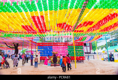 Colorful lantern decoration at Jogyesa Temple during the Lotus Lantern Festival in Seoul Korea Stock Photo