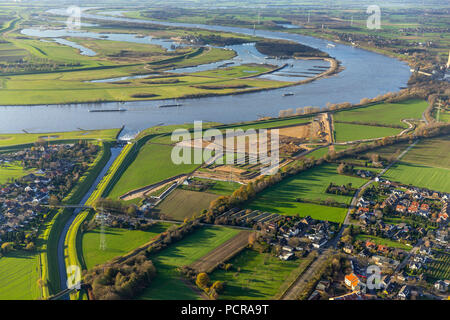 Reconstruction of the Emscher estuary, mouth of the Emscher river in Rhine in Dinslaken, Rhine, Dinslaken, Ruhr area, North Rhine-Westphalia, Germany Stock Photo