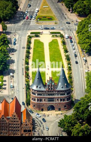 Holstentor, Holsten gate, late gothic city gate, landmark of Lübeck, Lübeck, Bay of Lübeck, Hanseatic city, Schleswig-Holstein, Germany Stock Photo