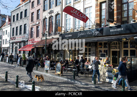 Place Sainte-Catherine, restaurants, trendy district, Brussels, Belgium, Stock Photo