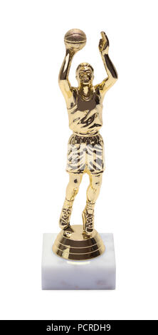 Gold Basket Ball Trophy Isolated on White Background. Stock Photo