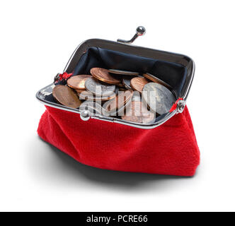 Full Open Change Purse with Coins Isolated on White. Stock Photo