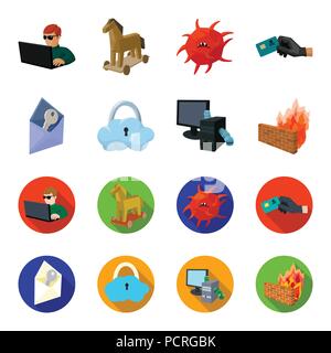 System, internet, connection, code .Hackers and hacking set collection icons in cartoon,flat style vector symbol stock illustration . Stock Vector