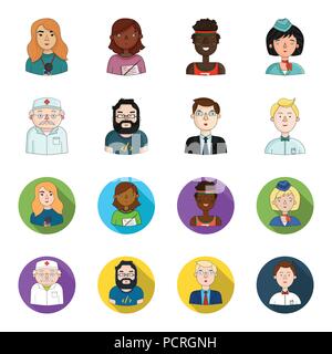 Doctor in a dressing-gown with a red cross on his head, a hacker with a beard in a T-shirt and glasses, a businessman in a tie, a waiter in a gastrono Stock Vector
